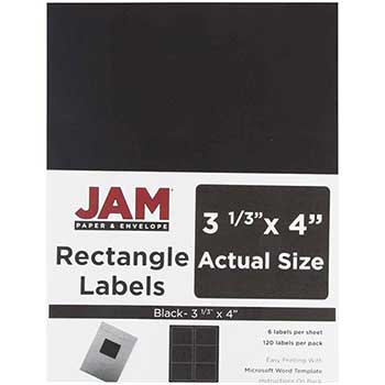 JAM Paper Shipping Address Labels, Large, 3 1/3&quot; x 4&quot;, Black, 120 Labels