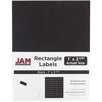 JAM Paper Shipping Address Labels, Standard Mailing, 1&quot; x 2 5/8&quot;, Black, 120 Labels