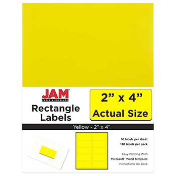 JAM Paper Shipping Address Labels, Standard Mailing, 2&quot; x 4&quot;, Yellow, 120 Labels