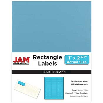 JAM Paper Shipping Address Labels, Standard Mailing, 1&quot; x 2 5/8&quot;, Blue, 120 Labels