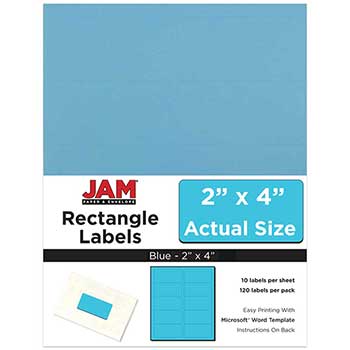 JAM Paper Shipping Address Labels, Standard Mailing, 2&quot; x 4&quot;, Blue, 120 Labels