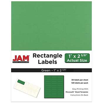 JAM Paper Shipping Address Labels, Standard Mailing, 1&quot; x 2 5/8&quot;, Green, 120 Labels