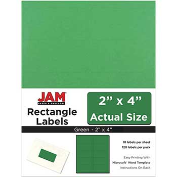 JAM Paper Shipping Address Labels, Standard Mailing, 2&quot; x 4&quot;, Green, 120 Labels