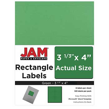 JAM Paper Shipping Address Labels, Large, 3 1/3&quot; x 4&quot;, Green, 120 Labels