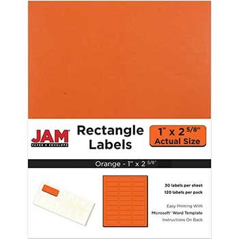 JAM Paper Shipping Address Labels, Standard Mailing, 1&quot; x 2 5/8&quot;, Orange, 120 Labels