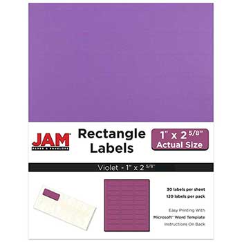 JAM Paper Shipping Address Labels, Standard Mailing, 1&quot; x 2 5/8&quot;, Violet, 120 Labels