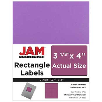 JAM Paper Shipping Address Labels, Large, 3 1/3&quot; x 4&quot;, Violet Purple, 120 Labels