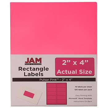 JAM Paper Shipping Address Labels, Standard Mailing, 2&quot; x 4&quot;, Ultra Pink, 120 Labels