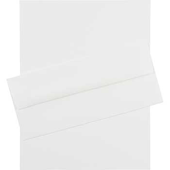 JAM Paper Recycled #10 Business Envelopes with Matching Stationery, Wove, 24 lb, 8.5&quot; x 11&quot;, Bright White, 100 Sheets