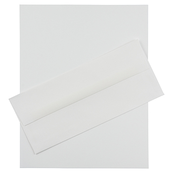 JAM Paper Recycled #10 Business Envelopes with Matching Stationery, Laid, 24 lb, 8.5&quot; x 11&quot;, Bright White, 100 Sheets/Pack