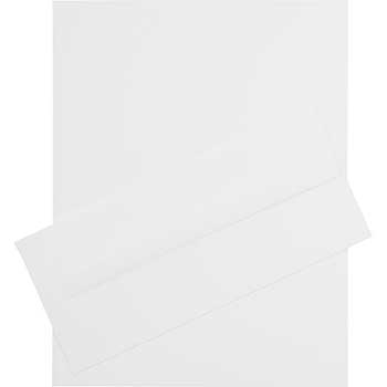 JAM Paper Recycled #10 Business Envelopes with Matching Stationery, Linen, 24 lb, 8.5&quot; x 11&quot;, Bright White, 100 Sheets