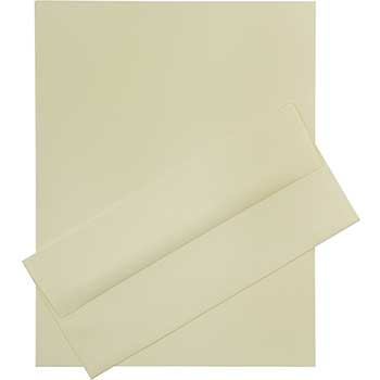 JAM Paper #10 Business Envelopes with Matching Stationery, Wove, 24 lb, 8.5&quot; x 11&quot;, Ivory, 100 Sheets