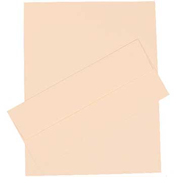 JAM Paper #10 Business Envelopes with Matching Stationery, Linen, 24 lb, 8.5&quot; x 11&quot;, Natural White, 100 Sheets