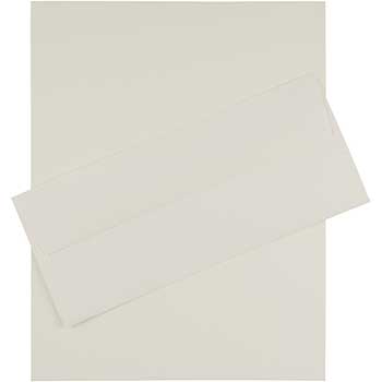 JAM Paper #10 Business Envelopes with Matching Stationery, Wove, 28 lb, 8.5&quot; x 11&quot;, Natural White, 100 Sheets
