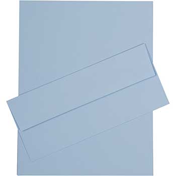 JAM Paper #10 Business Envelopes with Matching Stationery, 28 lb, 8.5&quot; x 11&quot;, Baby Blue, 50 Sheets