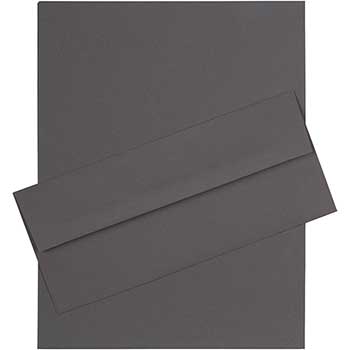 JAM Paper #10 Business Envelopes with Matching Stationery, 28 lb, 8.5&quot; x 11&quot;, Dark Grey, 50 Sheets/Pack