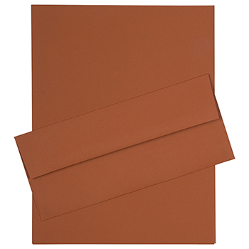 JAM Paper Recycled #10 Business Envelopes with Matching Stationery, 28 lb, 8.5&quot; x 11&quot;, Dark Orange, 50 Sheets/Pack