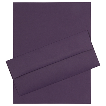 JAM Paper Recycled #10 Business Envelopes with Matching Stationery, 28 lb, 8.5&quot; x 11&quot;, Dark Purple, 50 Sheets/Pack