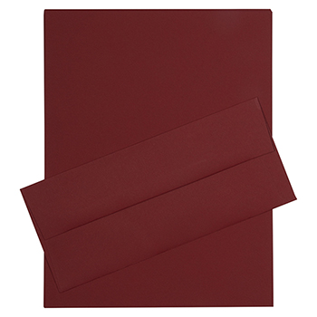 JAM Paper Recycled #10 Business Envelopes with Matching Stationery, 28 lb, 8.5&quot; x 11&quot;, Dark Red, 50 Sheets/Pack