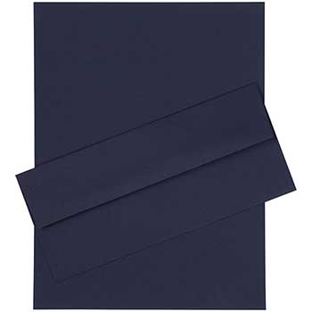 JAM Paper #10 Business Envelopes with Matching Stationery, 28 lb, 8.5&quot; x 11&quot;, Navy Blue, 50 Sheets/Pack
