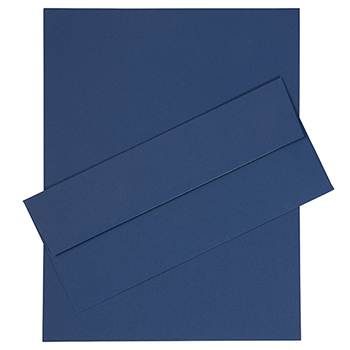 JAM Paper Recycled #10 Business Envelopes with Matching Stationery, 28 lb, 8.5&quot; x 11&quot;, Presidential Blue, 50 Sheets/Pack
