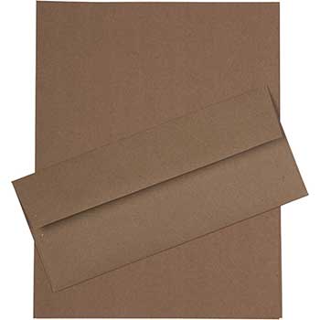 JAM Paper #10 Business Envelopes with Matching Stationery, 28 lb, 8.5&quot; x 11&quot;, Brown Kraft, 50 Sheets