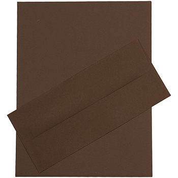 JAM Paper Recycled #10 Business Envelopes with Matching Stationery, 28 lb, 8.5&quot; x 11&quot;, Chocolate Brown, 50 Sheets