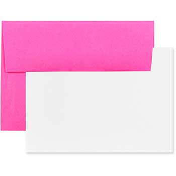 JAM Paper Blank Greeting Cards Set with Envelopes, A2, 4.38&quot; x 5.75&quot;, Ultra Fuchsia, 25 Cards/Pack