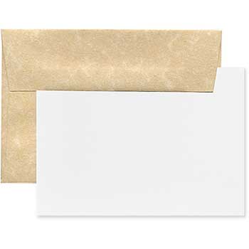 JAM Paper Recycled Blank Greeting Cards Set with Envelopes, Parchment, A1, 3.63&quot; x 5.13&quot;, Brown, 25 Cards/Pack