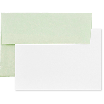 JAM Paper Recycled Blank Greeting Cards Set with Envelopes, Parchment, A1, 3.63&quot; x 5.13&quot;, Green, 25 Cards/Pack