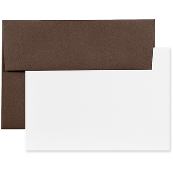 JAM Paper Recycled Blank Greeting Cards Set with Envelopes, A2, 4.38&quot; x 5.75&quot;, Chocolate Brown, 25 Cards