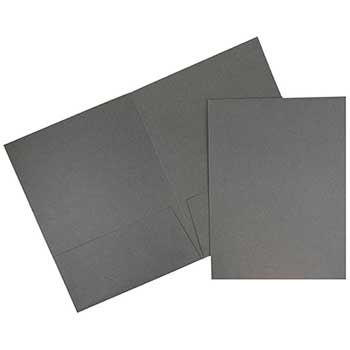 JAM Paper Two Pocket Business Folders, Textured Linen, Gray, 6/PK