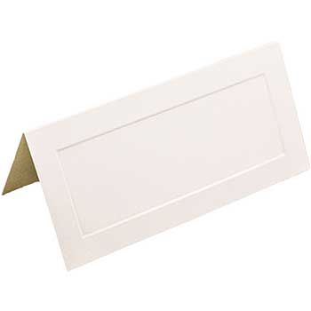 JAM Paper Fold Over Table Place Cards, Embossed, 2&quot; x 4.5&quot;, Off-White, 100 Cards/Pack