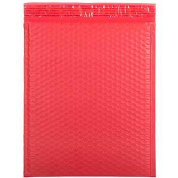 JAM Paper Bubble Padded Mailers with Self-Adhesive Closure, 12&quot; x 15 1/2&quot;, Red Matte, 12/PK