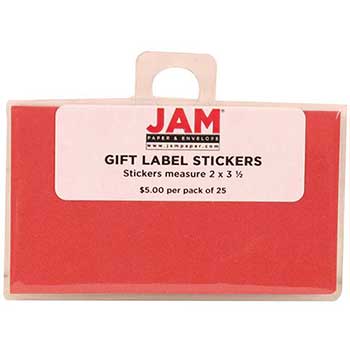 JAM Paper Gift Label Stickers, 2&quot; x 3 1/2&quot;, Red, 25/PK