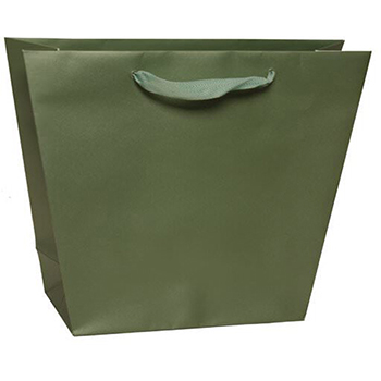 JAM Paper Matte Trapezoid Gift Bag, 9&quot; x 4&quot; x 10&quot;, Metallic Green