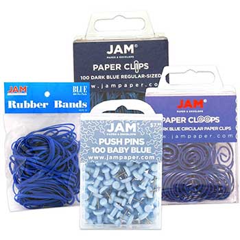 JAM Paper Office Supply Assortment, Blue, 4/PK