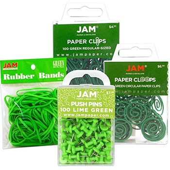 JAM Paper Office Supply Assortment, Green, 4/PK