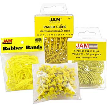JAM Paper Office Supply Assortment, Yellow, 4/PK