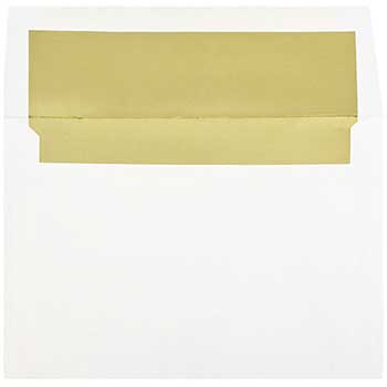 JAM Paper A8 Foil Lined Invitation Envelopes, 5 1/2&quot; x 8 1/8&quot;, White with Gold Foil, 25/PK