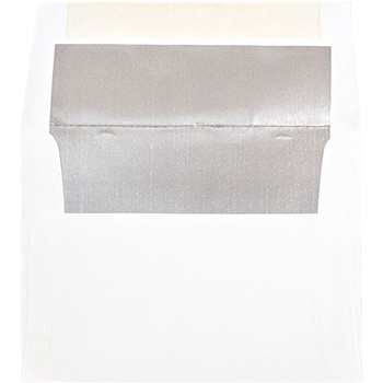 JAM Paper Foil Lined Envelope, 6&quot; x 8&quot;, White with Silver Lining, 25/PK