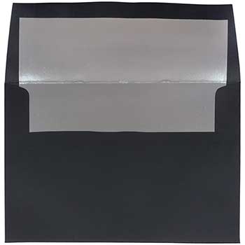 JAM Paper A8 Foil Lined Invitation Envelopes, 5 1/2&quot; x 8 1/8&quot;, Black Linen with Silver Foil, 25/PK