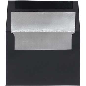 JAM Paper A7 Foil Lined Invitation Envelopes, 5 1/4&quot; x 7 1/4&quot;, Black Linen with Silver Foil, 250/BX