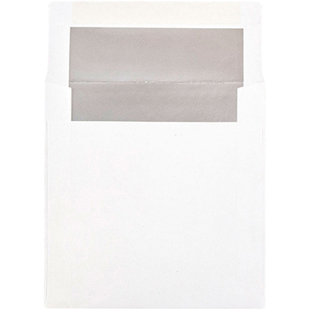 JAM Paper Foil Lined Sqaure Envelope, 6&quot; x 6&quot;, White with Silver Lining, 25/PK