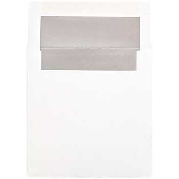 JAM Paper Foil Lined Invitation Envelopes, 6&quot; x 6&quot;, White with Silver Foil, 50/BX