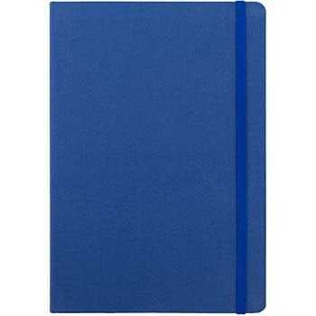 JAM Paper Hardcover Fabric Journal with Elastic Band, Lined, 6&quot; x 8.5&quot;, Cream Pages, Royal Blue Cover, 120 Sheets