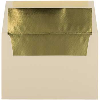 JAM Paper A8 Foil Lined Invitation Envelopes, 5 1/2&quot; x 8 1/8&quot;, Ecru with Gold Foil, 25/PK