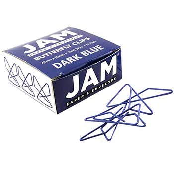 JAM Paper Colorful Butterfly Paper Clips, Dark Blue, 15 Paper Clips