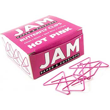 JAM Paper Colorful Butterfly Paper Clips, Pink, 15/PK