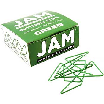 JAM Paper Colorful Butterfly Paper Clips, Green, 15 Paper Clips